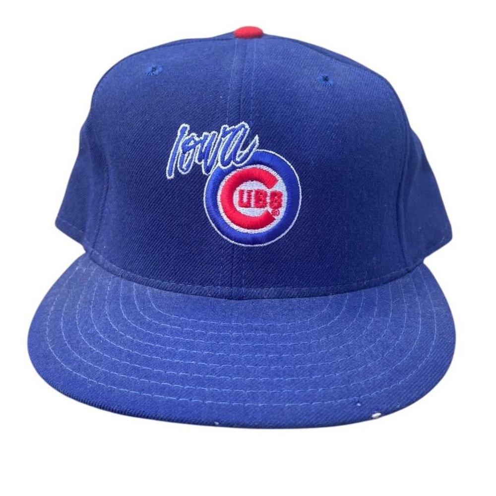 Iowa Cubs Vintage Fitted Baseball Cap Hat 7 3/8 Blue Wool MILB Minor League